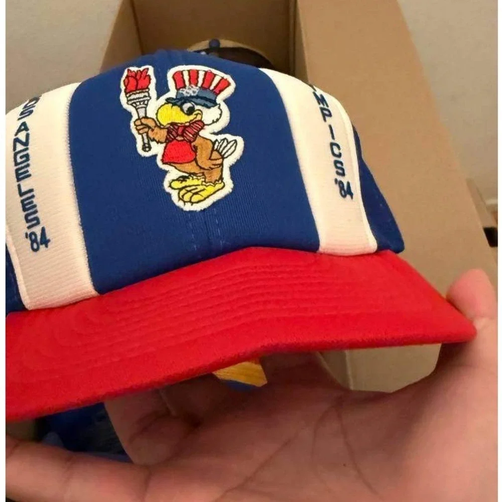 Vintage‎ 1984 Los Angeles Olympics Sam The Eagle Trucker Hat Men Snap Back Cap